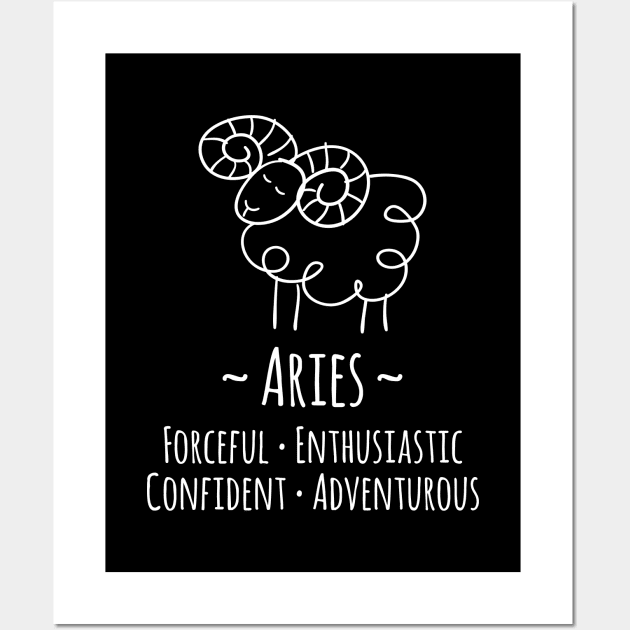 Aries Zodiac Sign Wall Art by HappyCatPrints